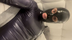 TouchedFetish - Latex Gay in skin-tight rubber catsuit & mask - cumshot at the end