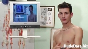 Twink playing with his cock at the doctor's office