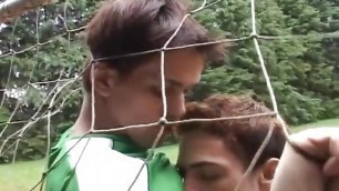 Boys making out and fucking at the soccer pitch