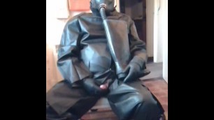 Cum Lick and Wank in new Rubber Coat and Trousers.