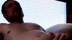 Bearded American Squeezes the Cum out of those Swollen Balls