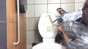 Guy Jacks off in Public Washroom