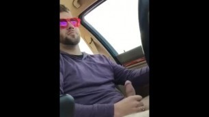 Cute Guy Driving while Jerking off