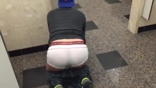 Showing off Ass in Public Bathroom then getting Fucked