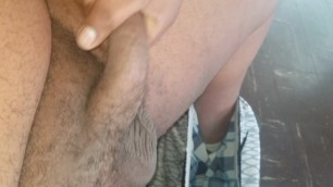 Young Black Dick Stroking at the Front Door