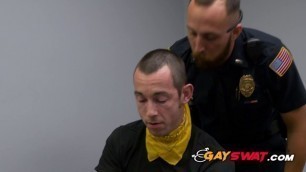 Gay hooker is caught and fucked by very rough horny officers