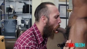 Bearded gay guy gets his asshole demolished by directors big cock