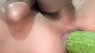 Indian slutty big butt boy anal play with vegetables.