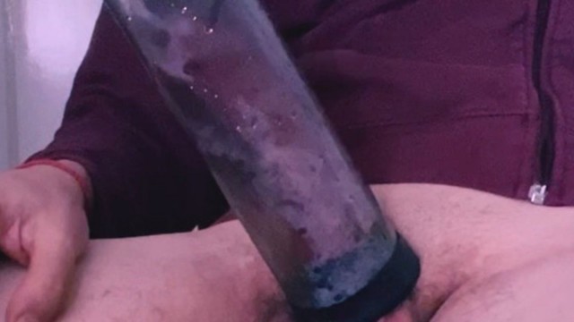 My first video with cock pump, Pump it and Jerking off