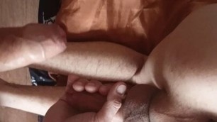 Two cute young twinks with big dicks cum in class
