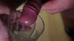 Small Asian Dick Is Masturbated and Cums on a Glass