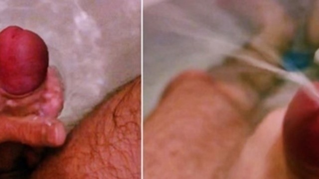 Low moans and shots of sperm from a beautiful big dick. Masturbation in the bathroom