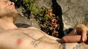 Outdoor public place loud screaming orgasm with cumshot