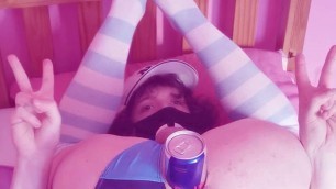 Femboy D.va fucking herself with toys and cans
