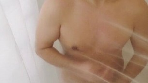 Big ol cock teen in shower with abs feat buttercuppp