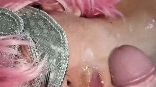 Big cumshot on the face of a cute twink