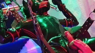 Rubber Gimp In The Sling With CBT and Anal Play Made To Cum With Post Orgasm Torment