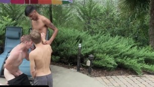 Athletic Latino Apollo Fates Enjoys Two Step Brothers' Assholes by the Pool - Brothercrushgay