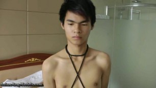 Honest Chinese Boy Bound Cum After Shower